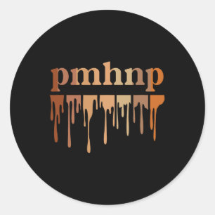 Black Pmhnp Psychiatric Mental Health Nurse Practi Classic Round Sticker