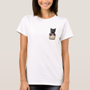 Black Pocket Cat  T-Shirt
