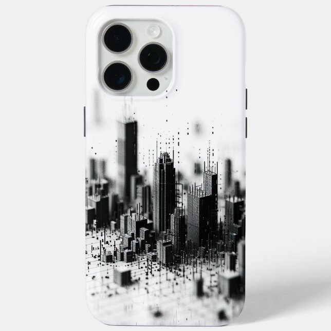Black pointillism monochromatic urban architecture Case-Mate iPhone case (Back)