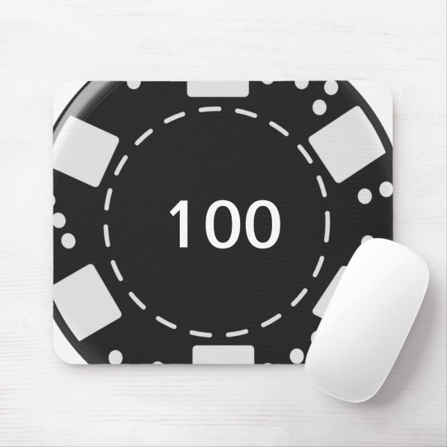 Black Poker Chip Mouse Mat (With Mouse)