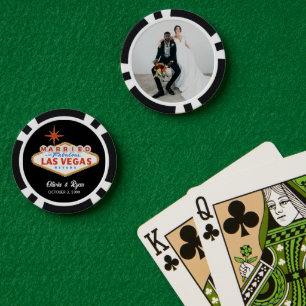 Black Poker Chips Personalized Married in Vegas