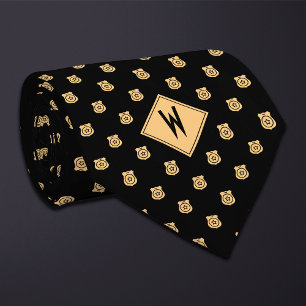 Black Police Badge Pattern Tie