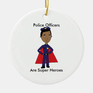 Black Police Super Hero Personalise Ceramic Tree Decoration