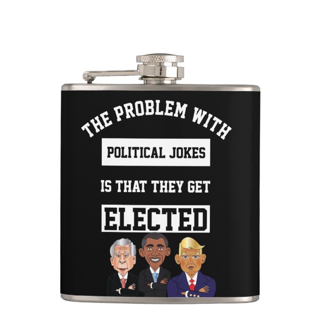 Black Political Jokes Get Elected W. Trump Hip Flask (Front)