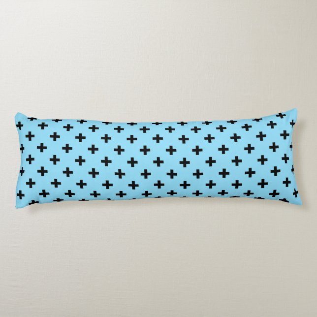 Black polka crosses on baby blue body cushion (Back)