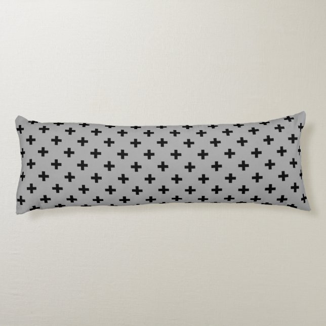 Black polka crosses on grey body cushion (Back)