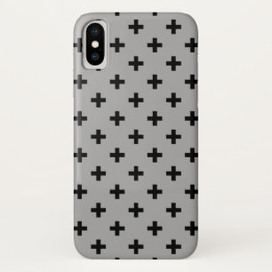 Black polka crosses on grey iPhone x case
