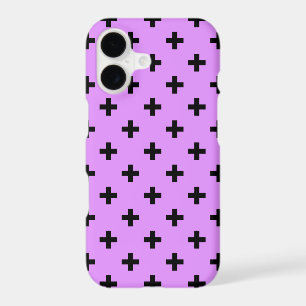 Black polka crosses on lilac