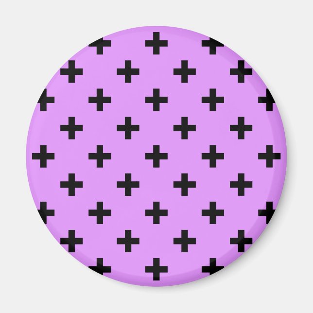 Black polka crosses on lilac magnet (Front)