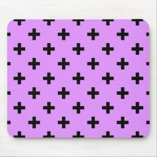 Black polka crosses on lilac mouse mat