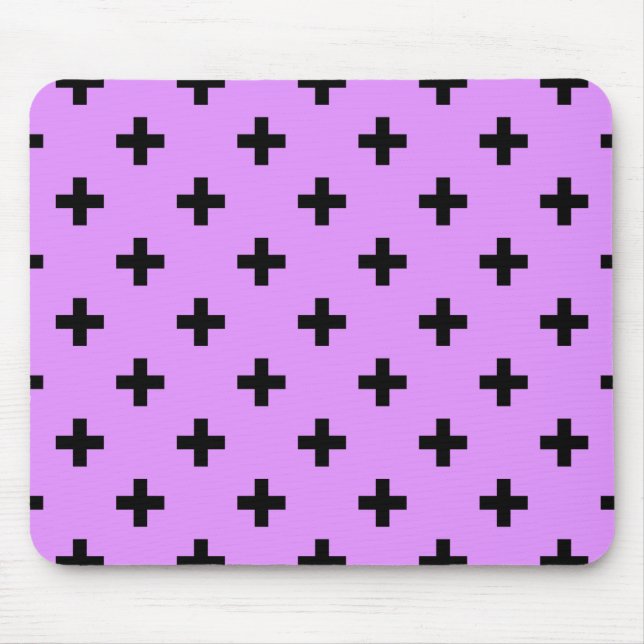 Black polka crosses on lilac mouse mat (Front)