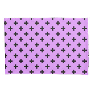 Black polka crosses on lilac pillowcase