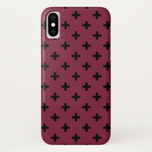 Black polka crosses on mulberry iPhone x case