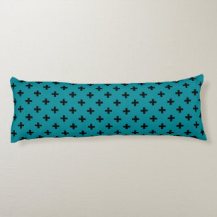 Black polka crosses on teal body cushion