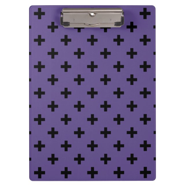 Black polka crosses on ultra violet clipboard (Front)