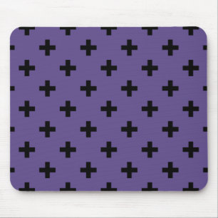Black polka crosses on ultra violet mouse mat