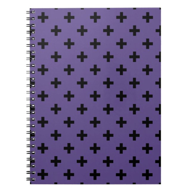 Black polka crosses on ultra violet notebook (Front)