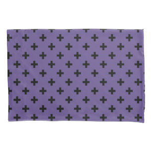 Black polka crosses on ultra violet pillowcase