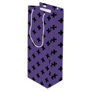 Black polka crosses on ultra violet wine gift bag