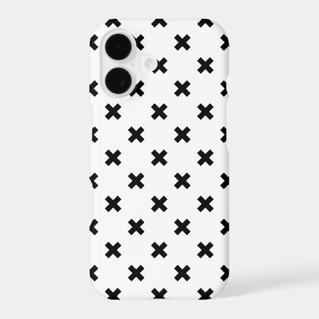Black polka crosses on white (Back)