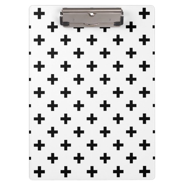 Black polka crosses on white clipboard (Front)