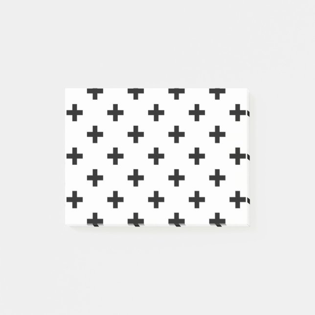 Black polka crosses on white post-it notes (Front)