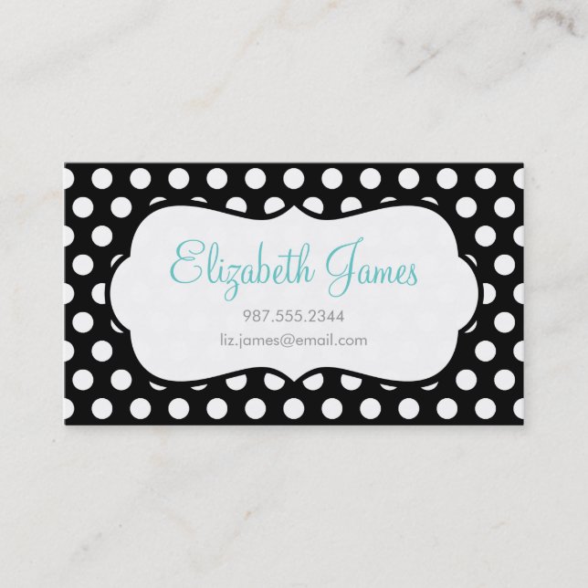 Black Polka Dot Business Card (Front)