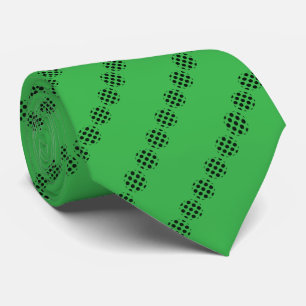 Black Polka Dot Circles Pattern On Green Colour Tie