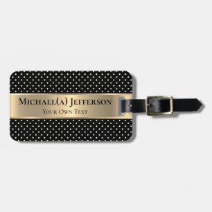 Black Polka Dot Gold Band Elegant Statement Design Luggage Tag