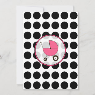 Black Polka Dot / Hot Pink Baby Shower Invitation