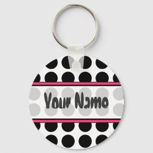 Black Polka Dot Keychain