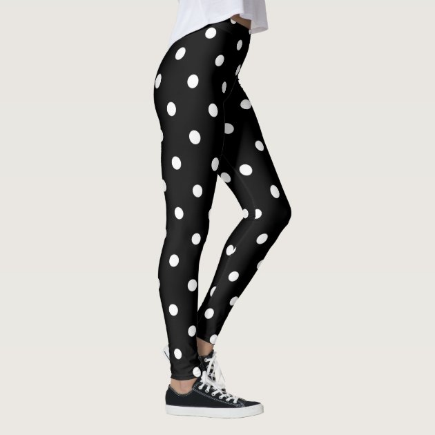 black white polka dot leggings