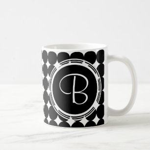 Black Polka Dot Monogram Coffee Mug