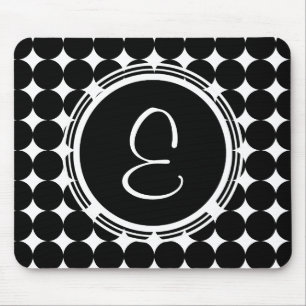 Black Polka Dot Monogram Mouse Mat