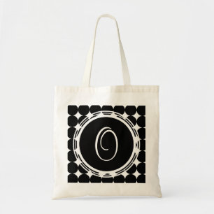 Black Polka Dot Monogram Tote Bag