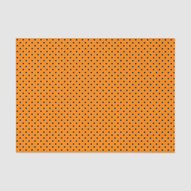 BLACK POLKA DOT ON ORANGE Tissue Paper (Front)