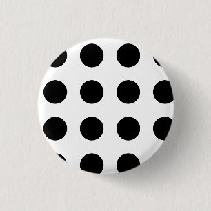 Black polka dot on white background 3 cm round badge