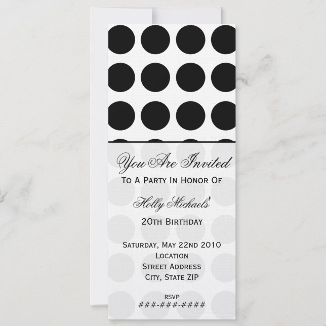 Black Polka Dot Party Invitation (Front)