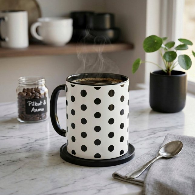 Black Polka Dot Pattern Coffee Mug (Creator Uploaded)