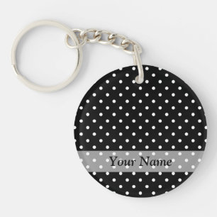 Black polka dot pattern key ring