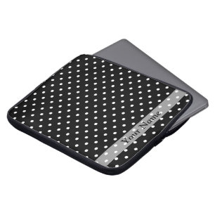 Black  polka dot pattern laptop sleeve