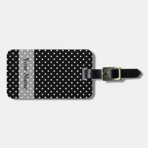Black polka dot pattern luggage tag