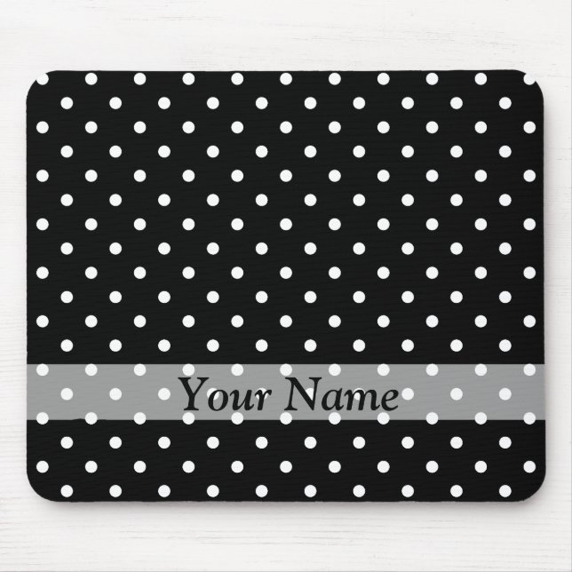 Black  polka dot pattern mouse mat (Front)