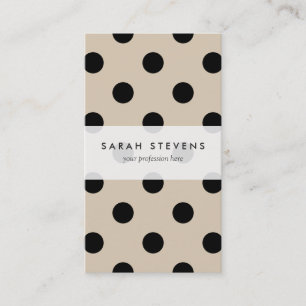 Black Polka Dot Pattern - Tan Business Card