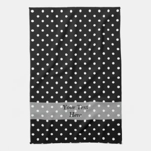 Black  polka dot pattern tea towel