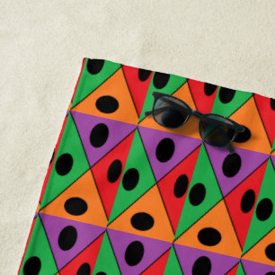 Black polka dot patterned beach towel