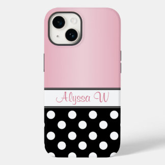 Black Polka Dot Pink Case-Mate iPhone 14 Case