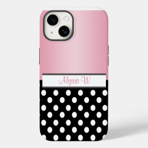 Black Polka Dot Pink iPhone 14 Case