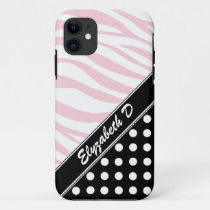 Black Polka Dot Pink Zebra Print iPhone 5 Case