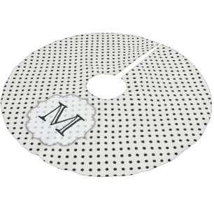 Black Polka Dot Polkad Monogram Initial Tree Skirt